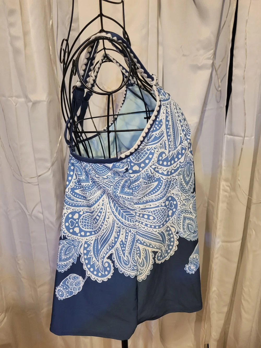 Amazon Navy and White Paisley Swim Camisole
